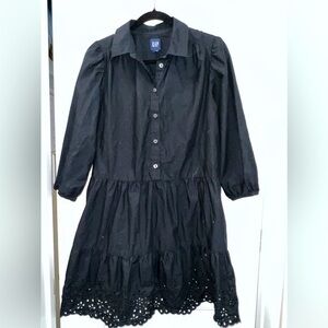 Gap Tiered black Shirt Dress button up front
